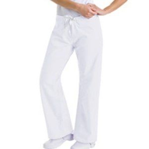 Urbane Women's White Relaxed Drawstring Scrub Pant